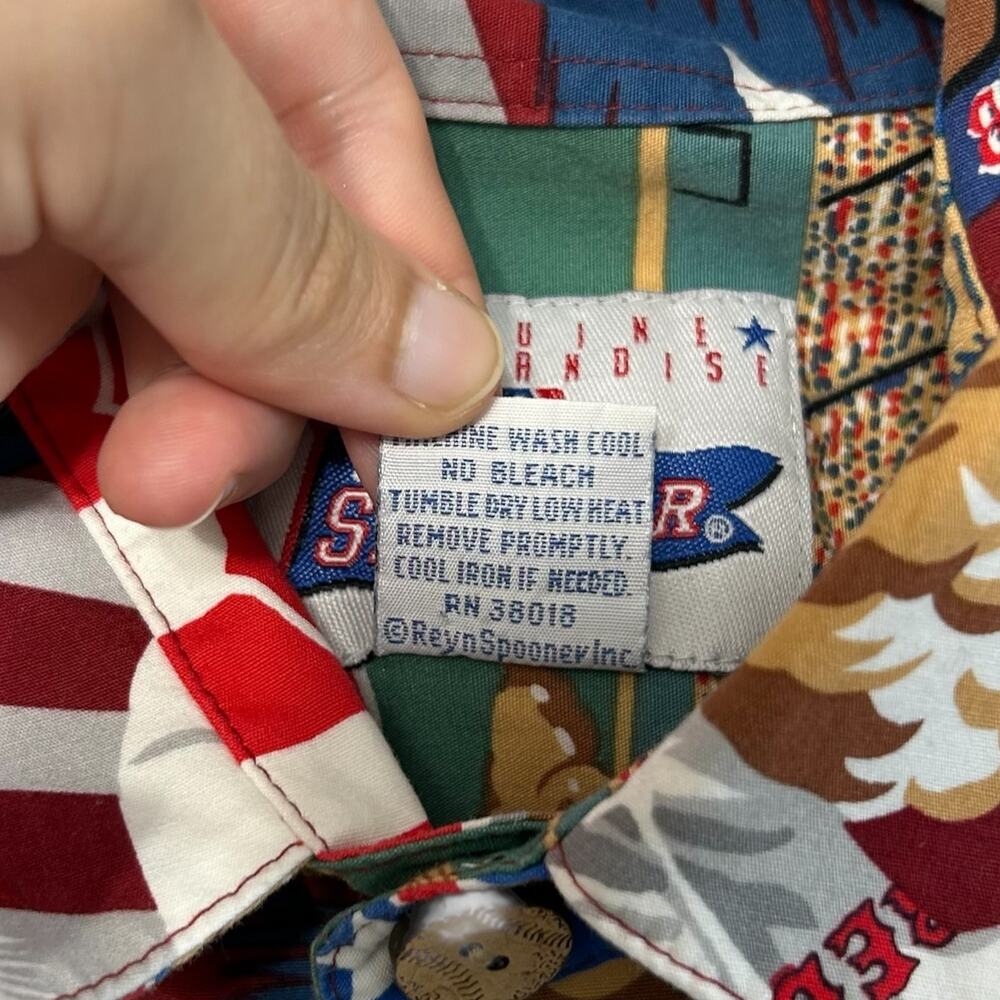 Reyn Spooner Red Sox Scenic Button Up Hawaiian Shirt Vintage Mens Sz S Red Y2K - Picture 6 of 6
